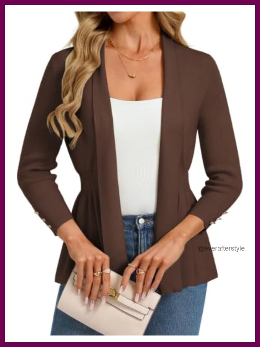 Women's Open Front Peplum Cardigan Viscose Blend Sweater